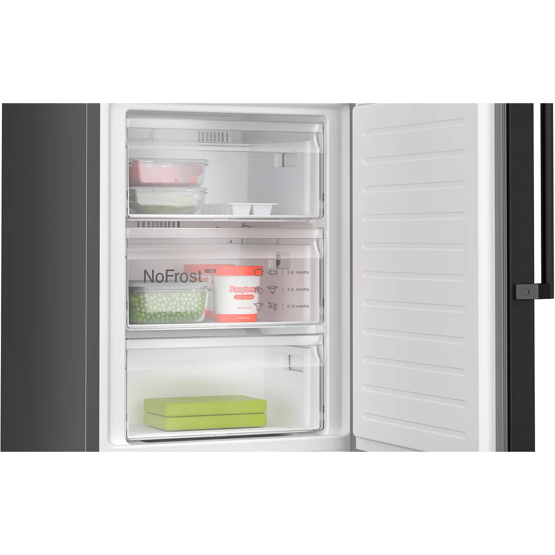 Serie 6 Frigorífico combinado de libre instalación 203 x 60 cm Acero Negro 6