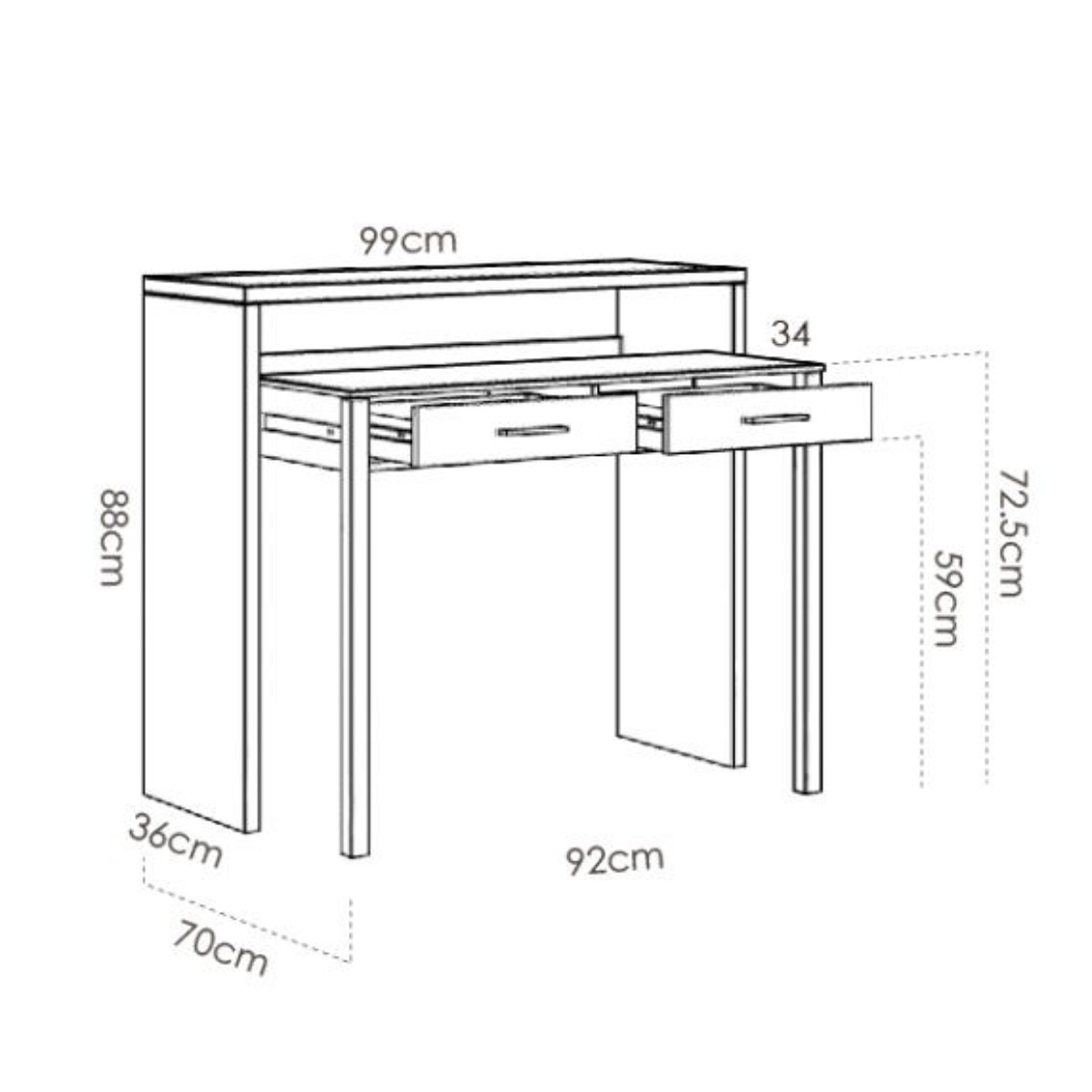 ESCRITORIO MODERNO EXTENSIBLE SEVEN 99 CM 5