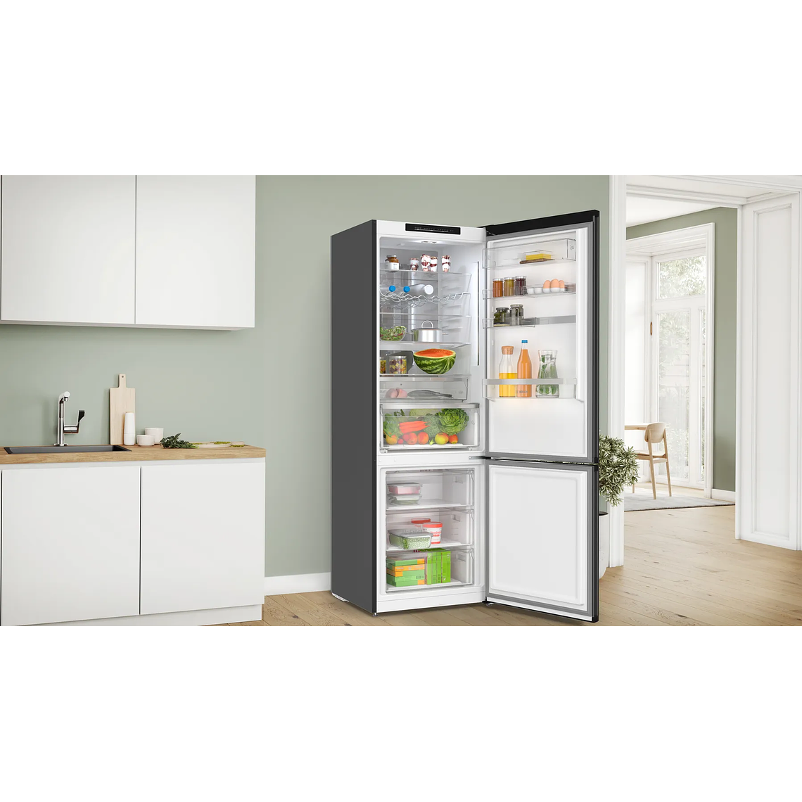 Serie 6 Frigorífico combinado de libre instalación 203 x 60 cm Negro 3