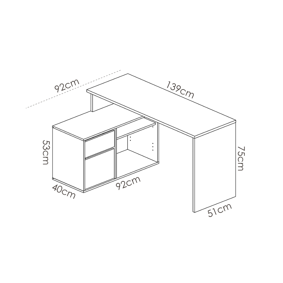 ESCRITORIO MODERNO L ROX DE 139 X 92 X 75 CM 4