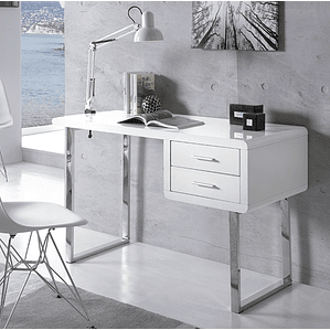 ESCRITORIO MADERA LACADA CON PIES EN ACERO DE 120 CM