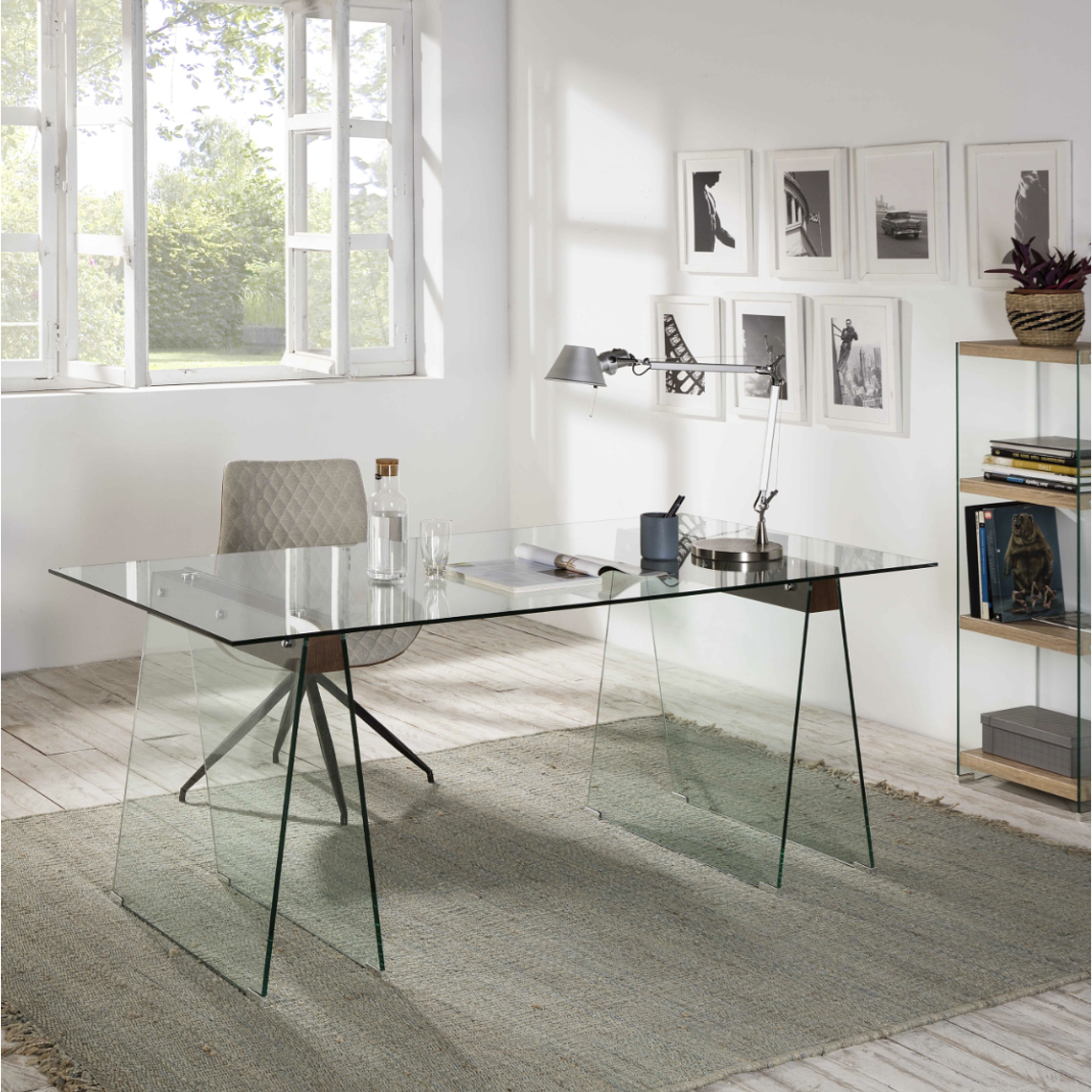 ESCRITORIO DE CRISTAL MODERNA DE 180 X 90 CM 2