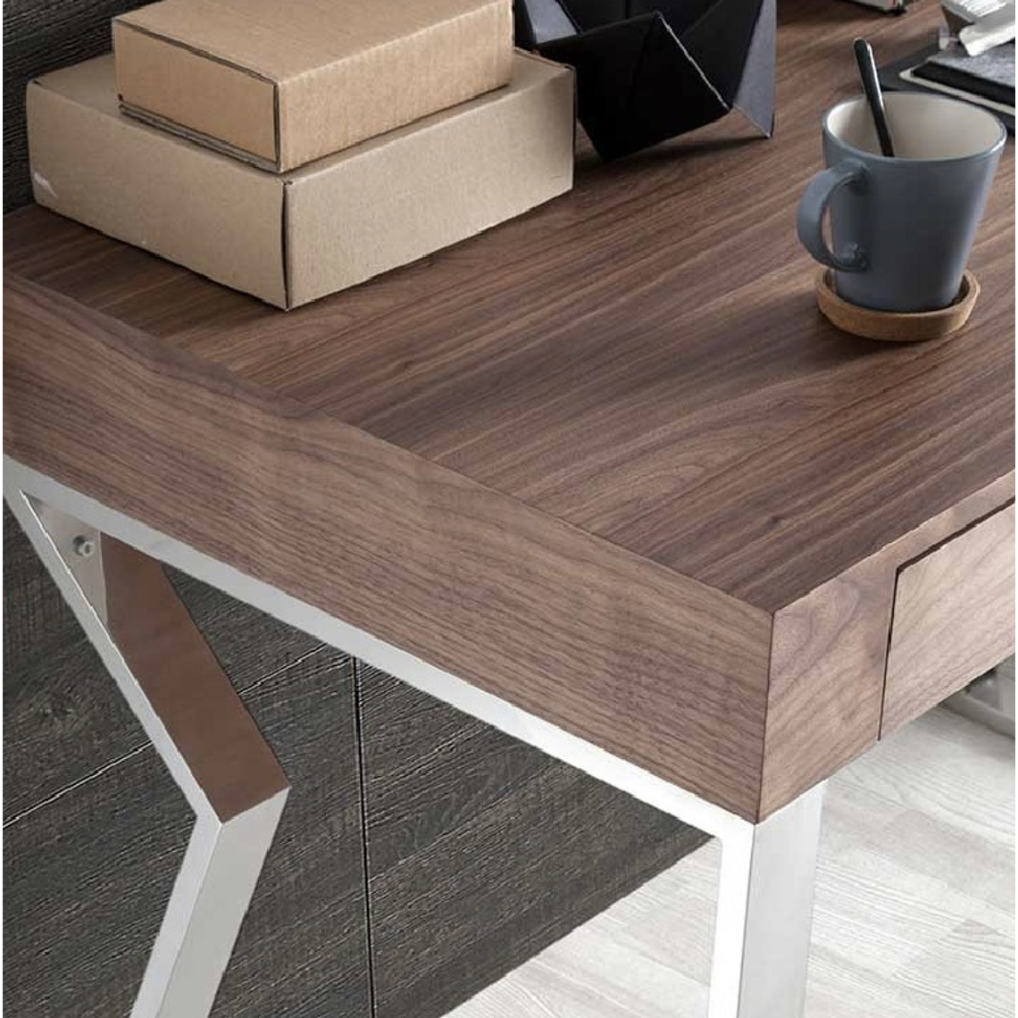 ESCRITORIO CON CAJON Y PATAS CROMADAS 120 CM 2