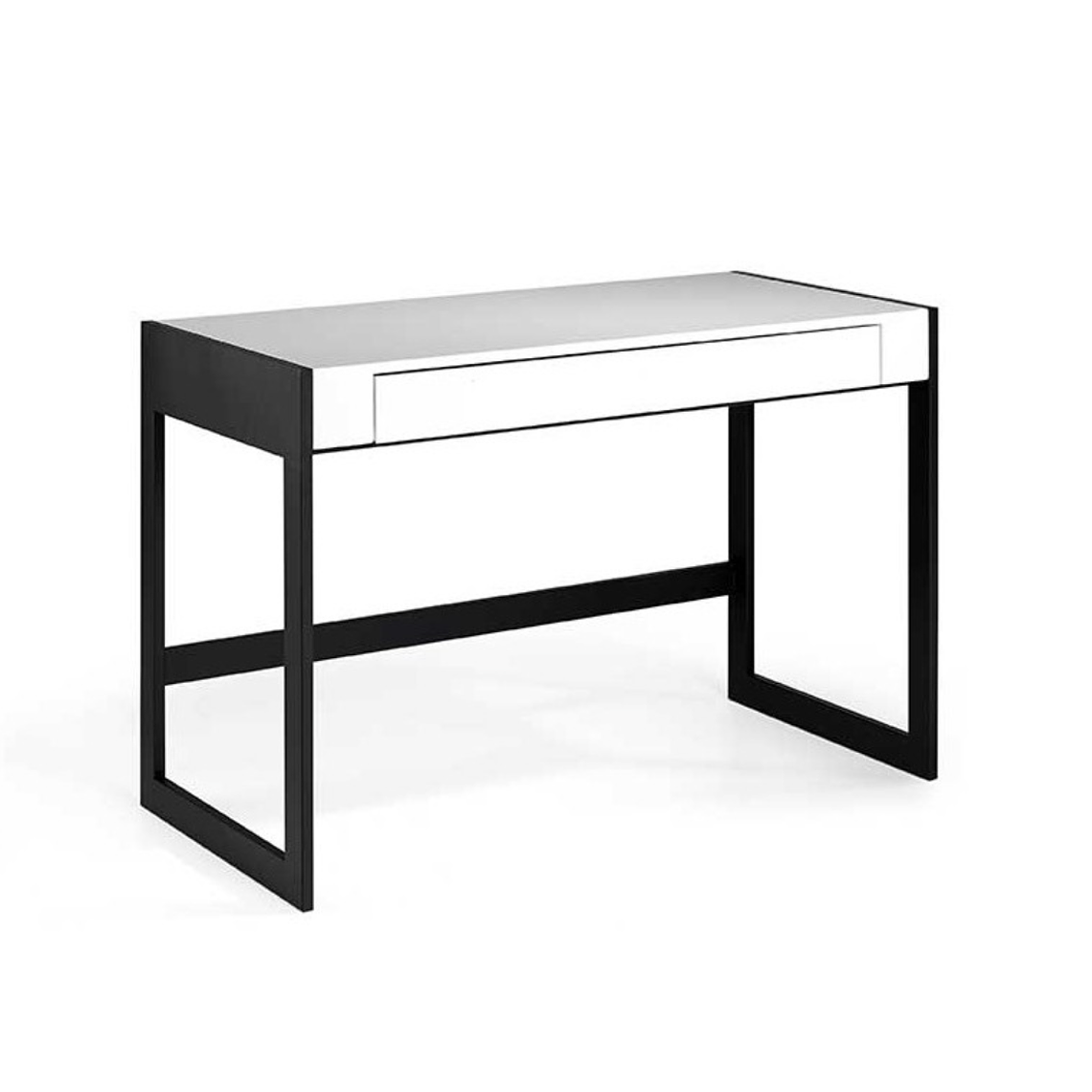 ESCRITORIO LACADO BLANCO CON CAJON Y PATAS METAL NEGRO 120 CM 1
