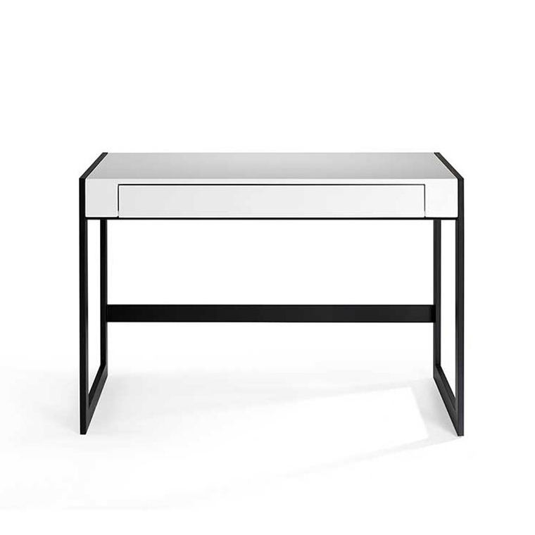 ESCRITORIO LACADO BLANCO CON CAJON Y PATAS METAL NEGRO 120 CM 3