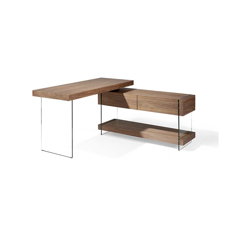 ESCRITORIO EN L CON CAJONERA Y PATAS DE VIDRIO 140 x 130 CM 3
