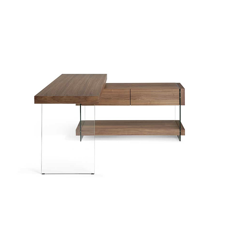 ESCRITORIO EN L CON CAJONERA Y PATAS DE VIDRIO 140 x 130 CM 4