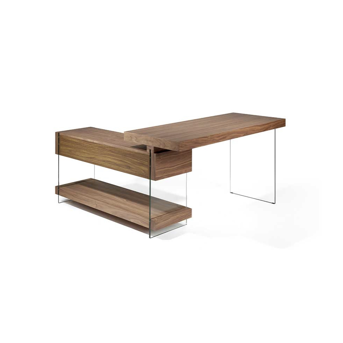 ESCRITORIO EN L CON CAJONERA Y PATAS DE VIDRIO 140 x 130 CM 5