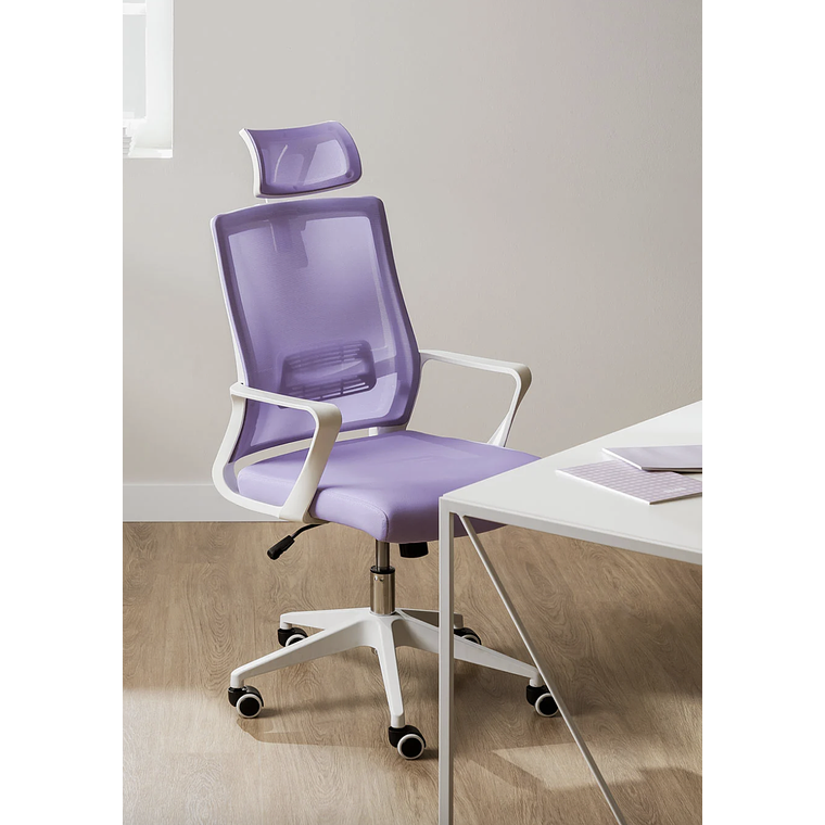 Silla de Oficina con Ruedas y Reposabrazos Teill Colors Violeta Lavanda 1