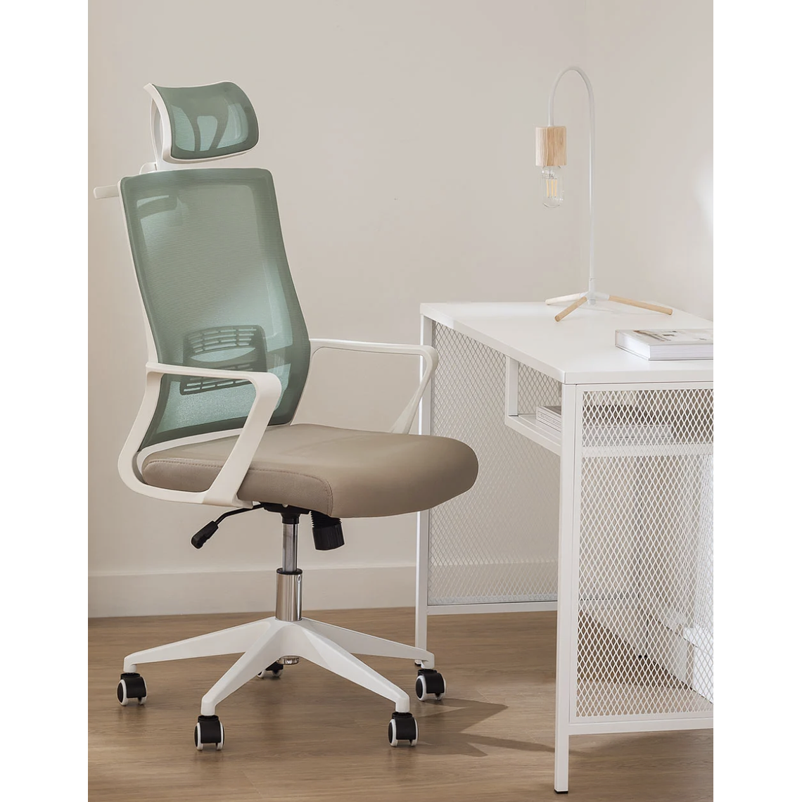 Silla de Oficina con Ruedas y Reposabrazos Teill Colors Beige Lino 1