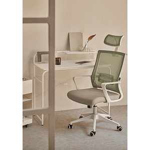 Silla de Oficina con Ruedas y Reposabrazos Teill Colors Verde Army Beige Lino
