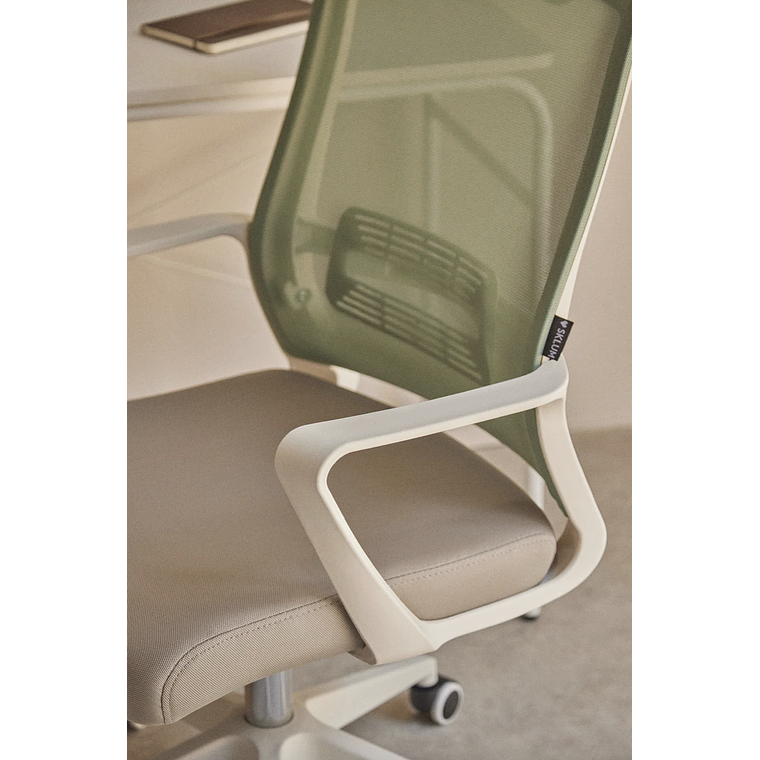 Silla de Oficina con Ruedas y Reposabrazos Teill Colors Verde Army Beige Lino 2