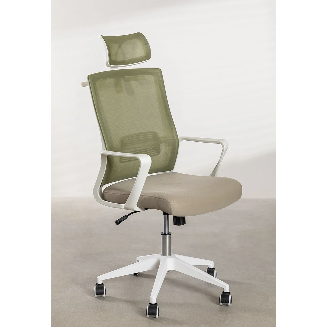 Silla de Oficina con Ruedas y Reposabrazos Teill Colors Verde Army Beige Lino 3