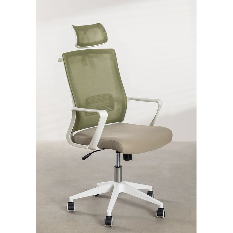 Silla de Oficina con Ruedas y Reposabrazos Teill Colors Verde Army Beige Lino 3
