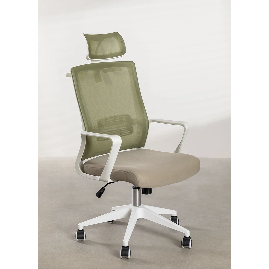 Silla de Oficina con Ruedas y Reposabrazos Teill Colors Verde Army Beige Lino 4