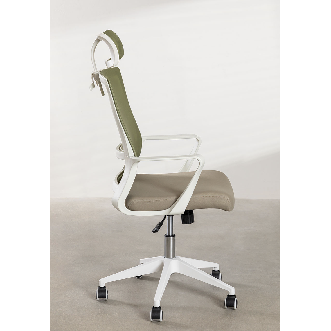 Silla de Oficina con Ruedas y Reposabrazos Teill Colors Verde Army Beige Lino 5