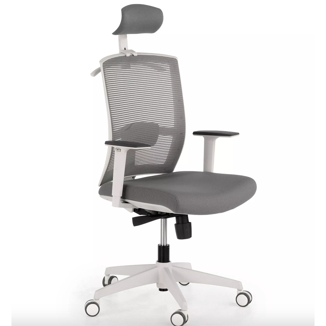 Silla de oficina ergonómica Akira white con reposacabezas Blanco / Gris 1