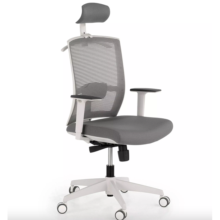 Silla de oficina ergonómica Akira white con reposacabezas Blanco / Gris 1