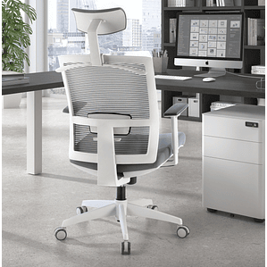 Silla de oficina ergonómica Akira white con reposacabezas Blanco / Gris