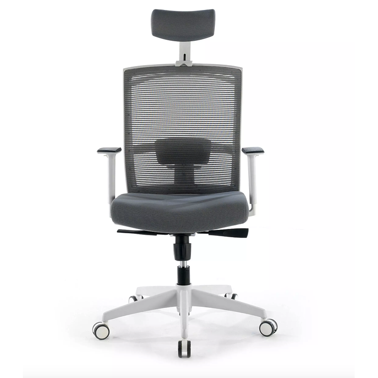 Silla de oficina ergonómica Akira white con reposacabezas Blanco / Gris 4