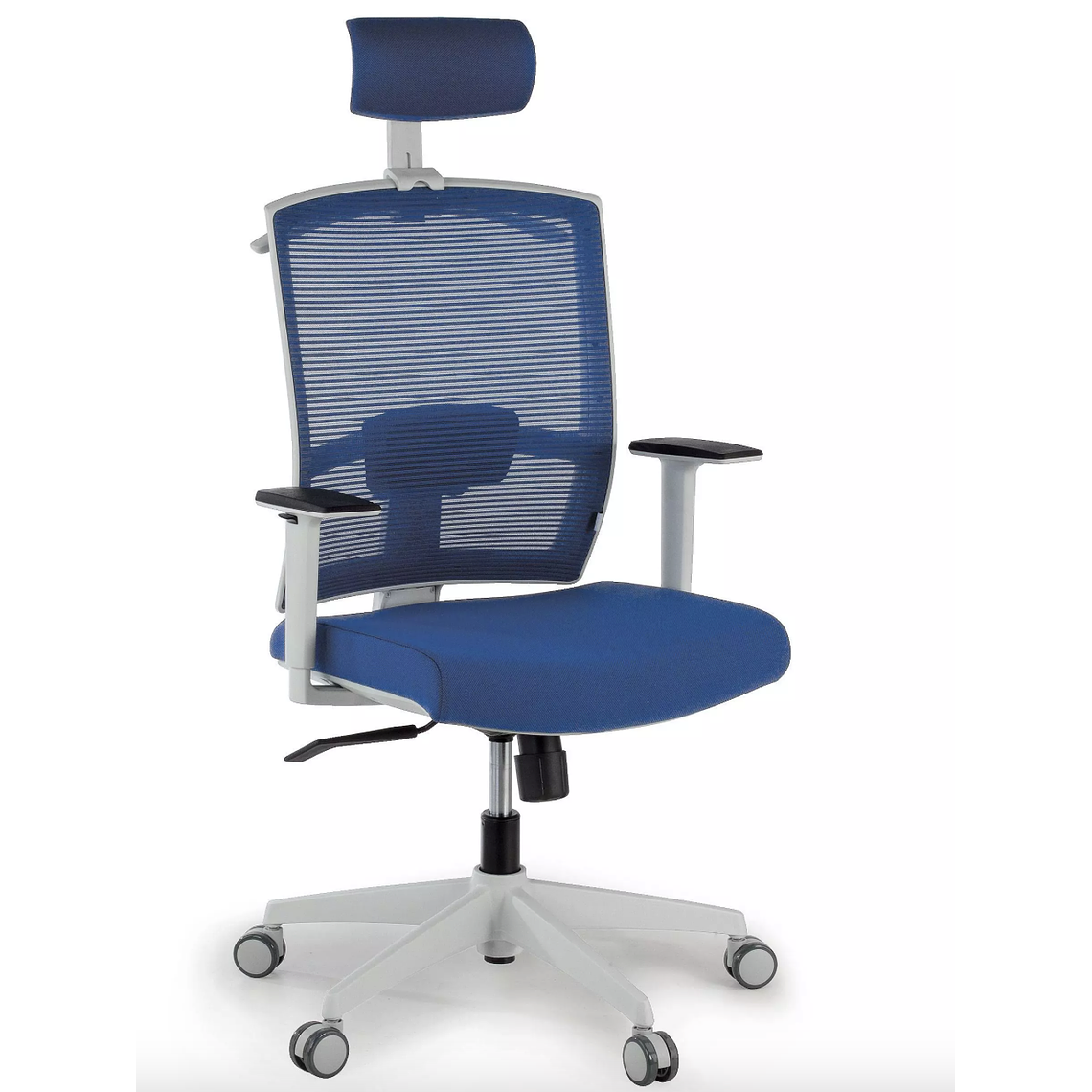 Silla de oficina ergonómica Akira white con reposacabezas Blanco / Azul 1