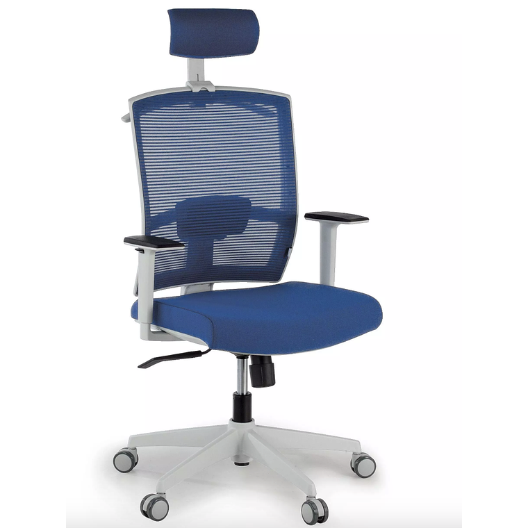 Silla de oficina ergonómica Akira white con reposacabezas Blanco / Azul 1