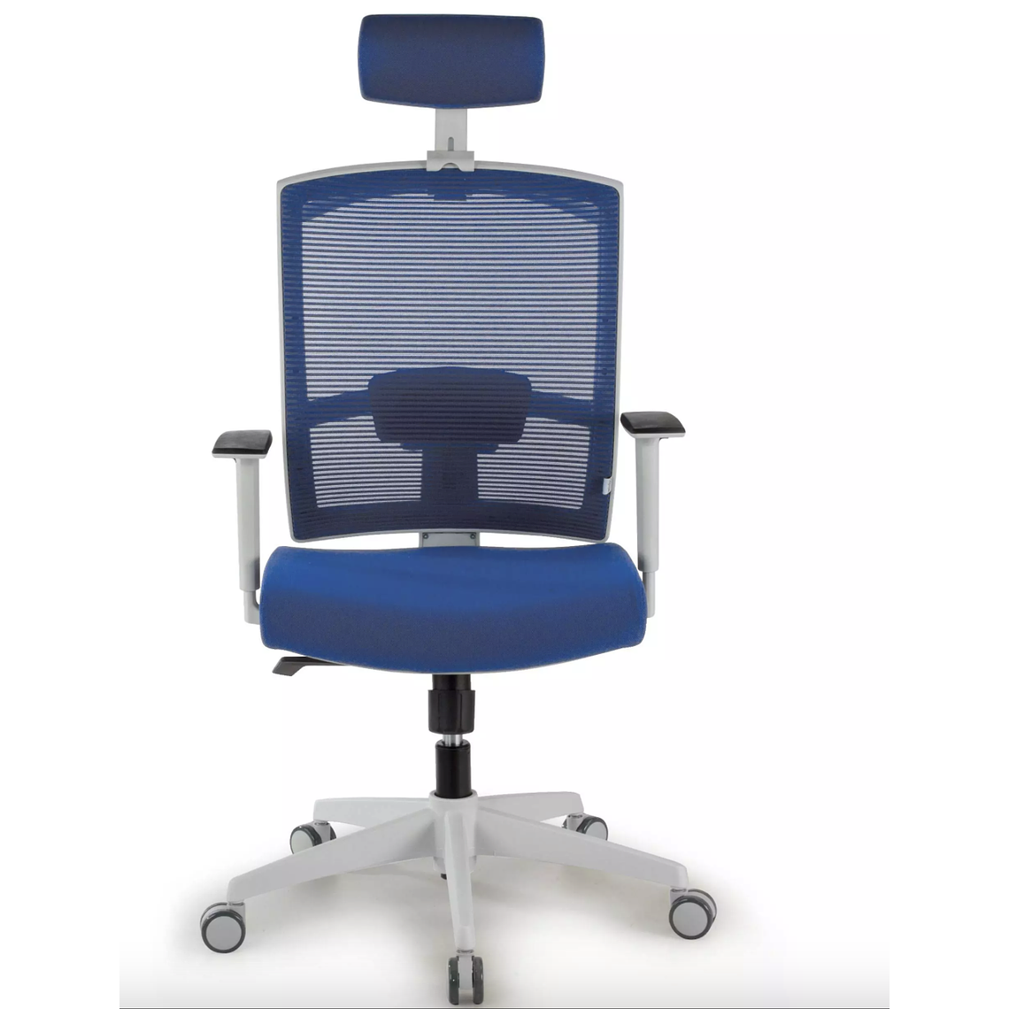 Silla de oficina ergonómica Akira white con reposacabezas Blanco / Azul 4