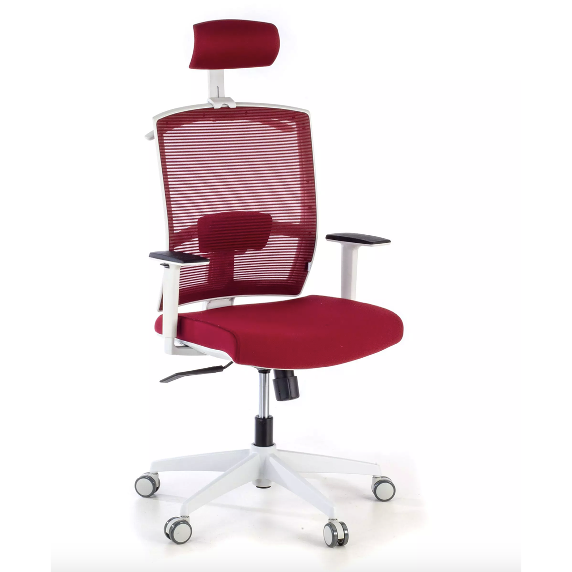 Silla de oficina ergonómica Akira white con reposacabezas Blanco / Rojo 1