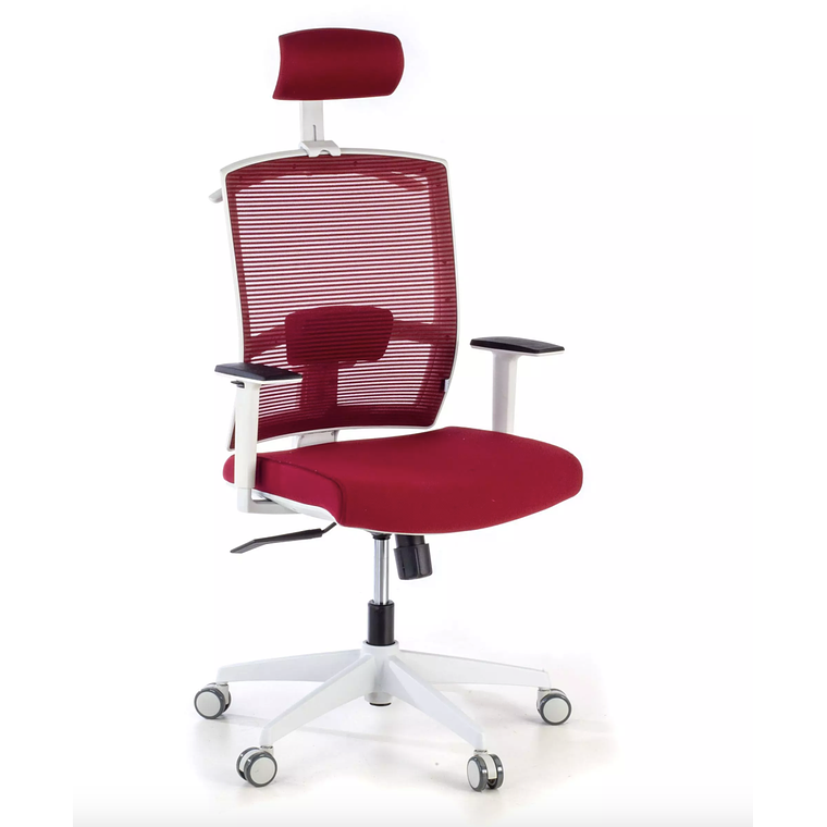 Silla de oficina ergonómica Akira white con reposacabezas Blanco / Rojo 1