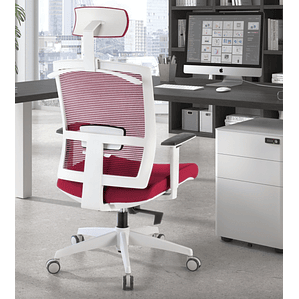 Silla de oficina ergonómica Akira white con reposacabezas Blanco / Rojo