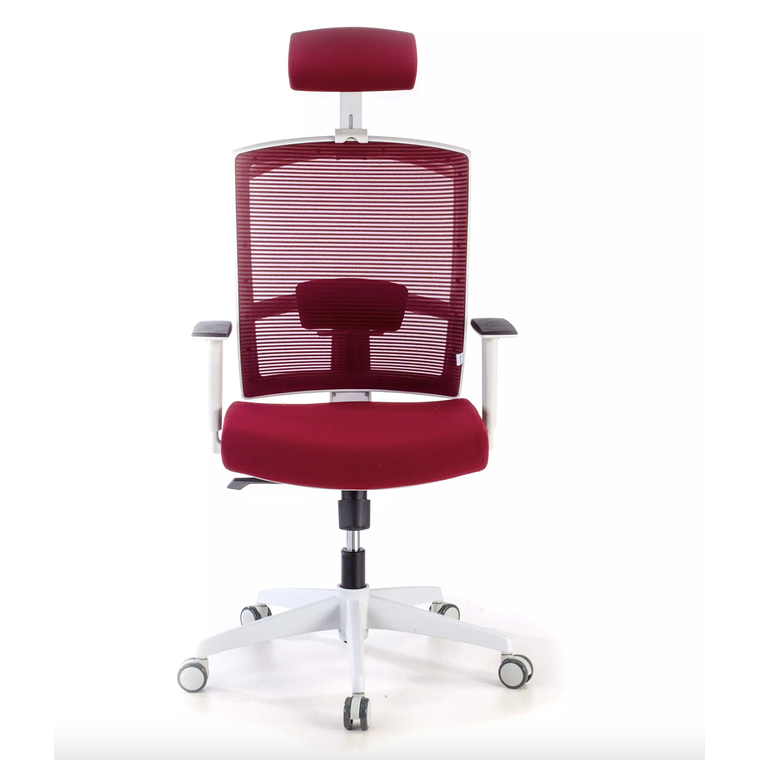 Silla de oficina ergonómica Akira white con reposacabezas Blanco / Rojo 4