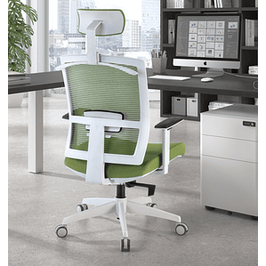 Silla de oficina ergonómica Akira white con reposacabezas Blanco / Verde