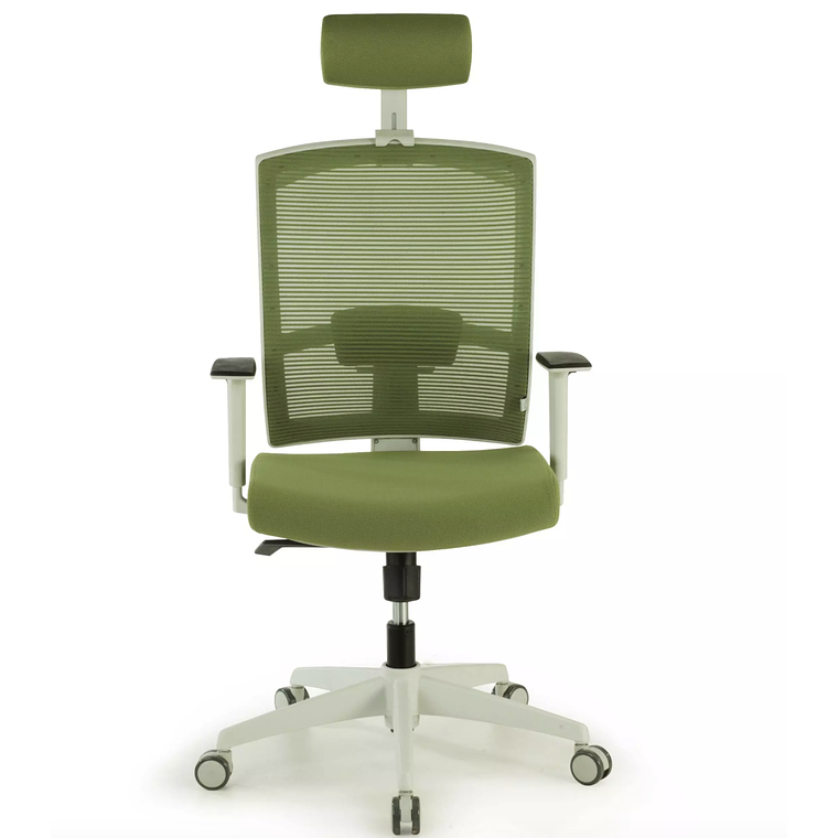 Silla de oficina ergonómica Akira white con reposacabezas Blanco / Verde 4