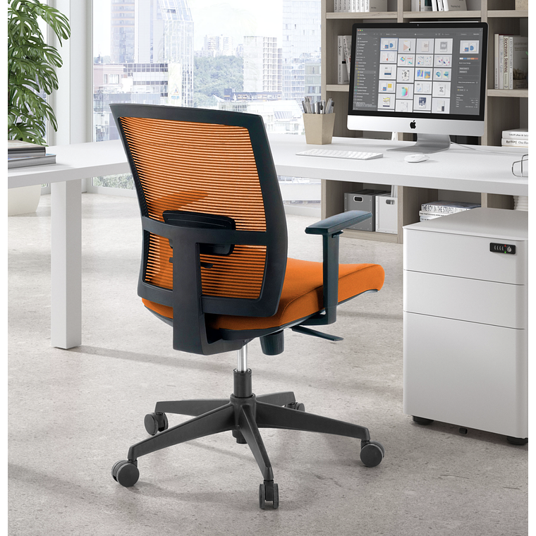 Silla de oficina ergonómica Akira, mecanismo sincro - Naranja 2