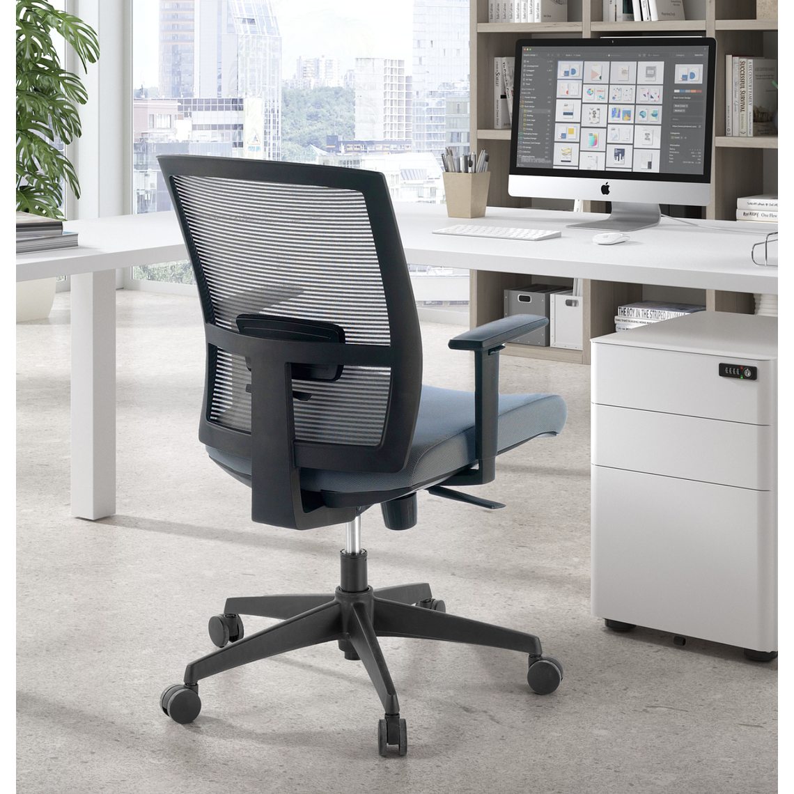 Silla de oficina ergonómica Akira, mecanismo sincro - Gris 2