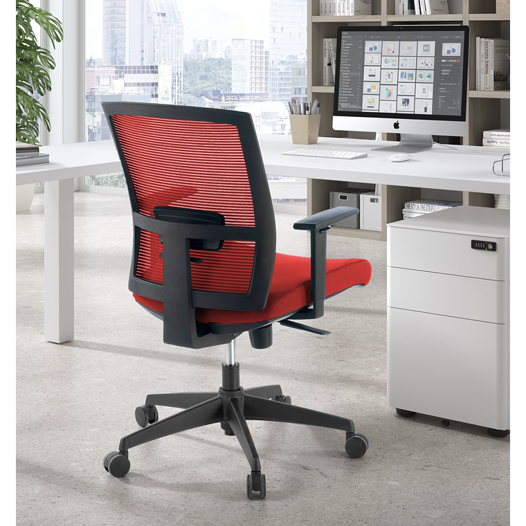 Silla de oficina ergonómica Akira, mecanismo sincro - Rojo 2