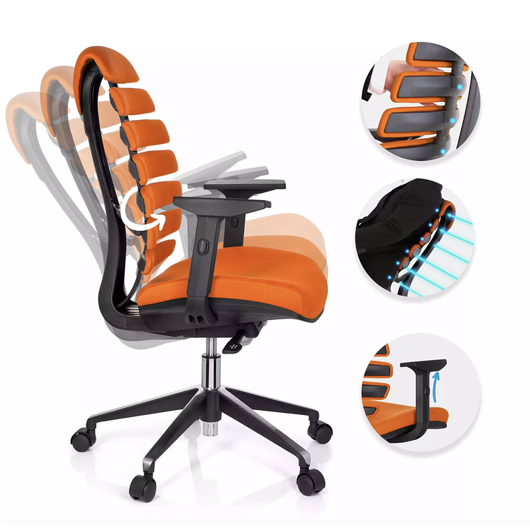 Silla Ergonómica Soul, espuma inyectada, Mecanismo Sincro - Naranja 3