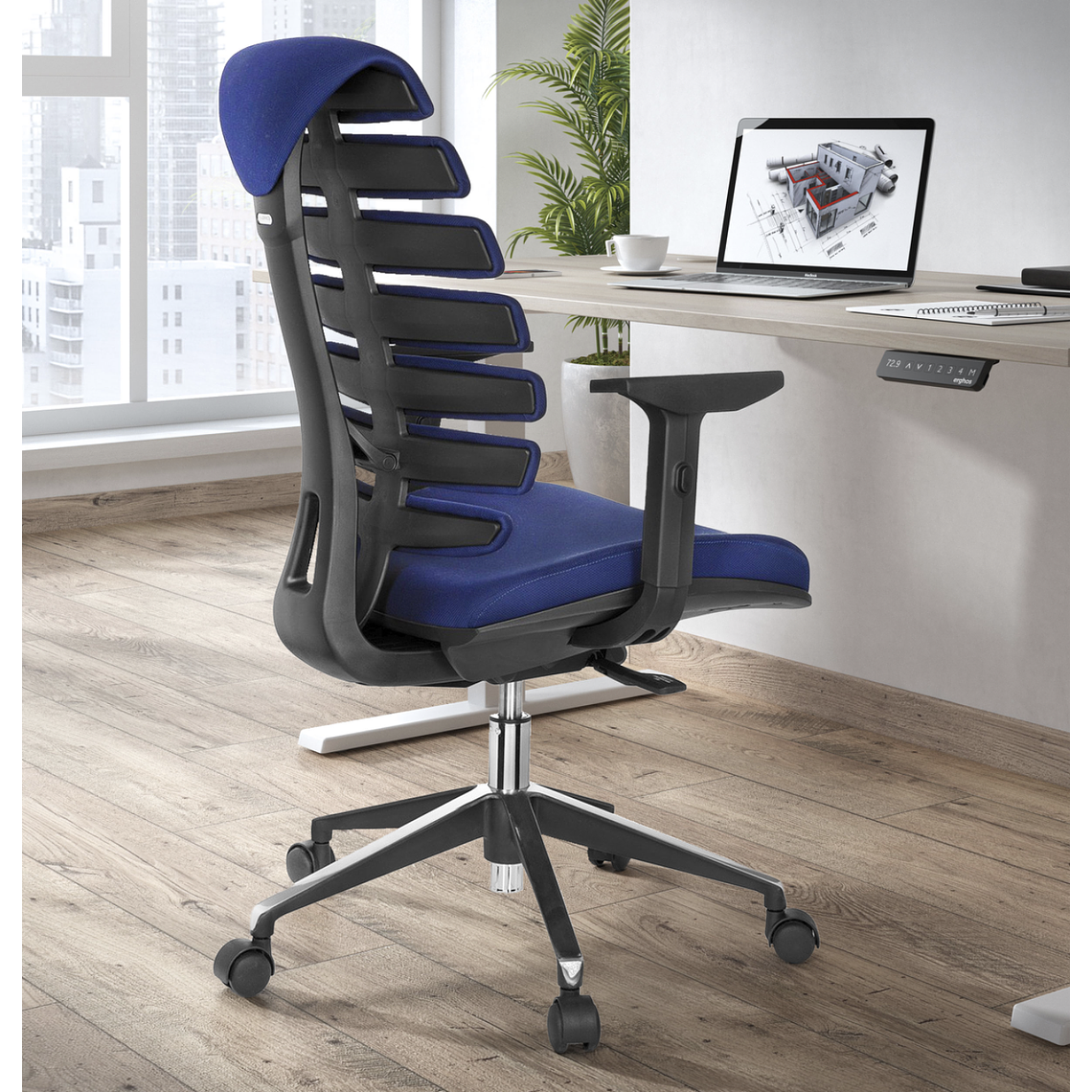 Silla Ergonómica Soul, espuma inyectada, Mecanismo Sincro - Azul 2