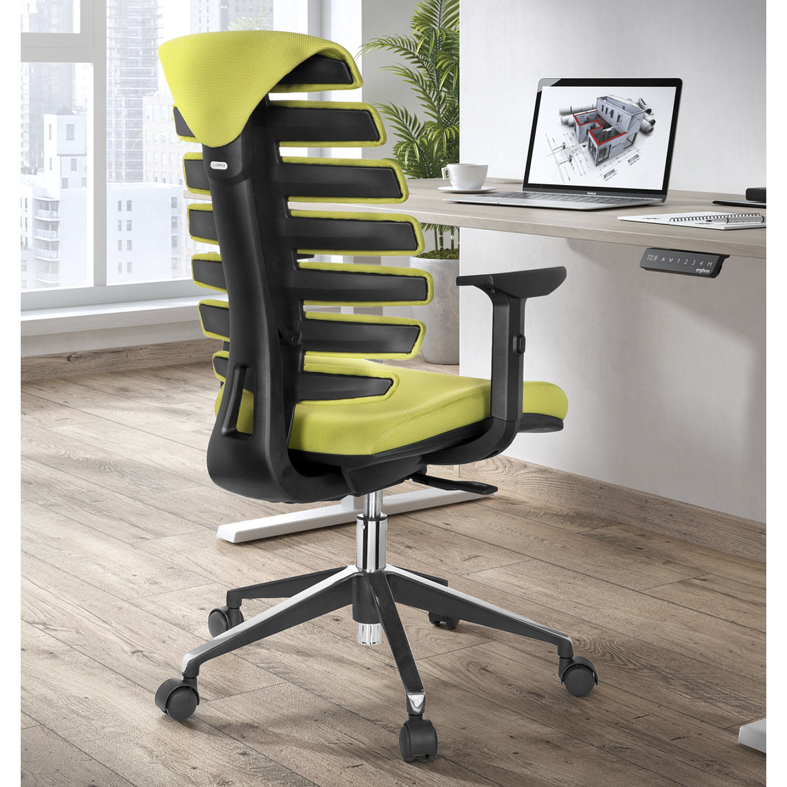 Silla Ergonómica Soul, espuma inyectada, Mecanismo Sincro - Verde 2