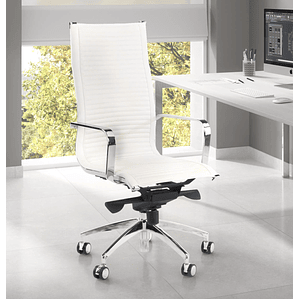 Silla de oficina diseño Brenton, marco de acero, respaldo alto - Blanco