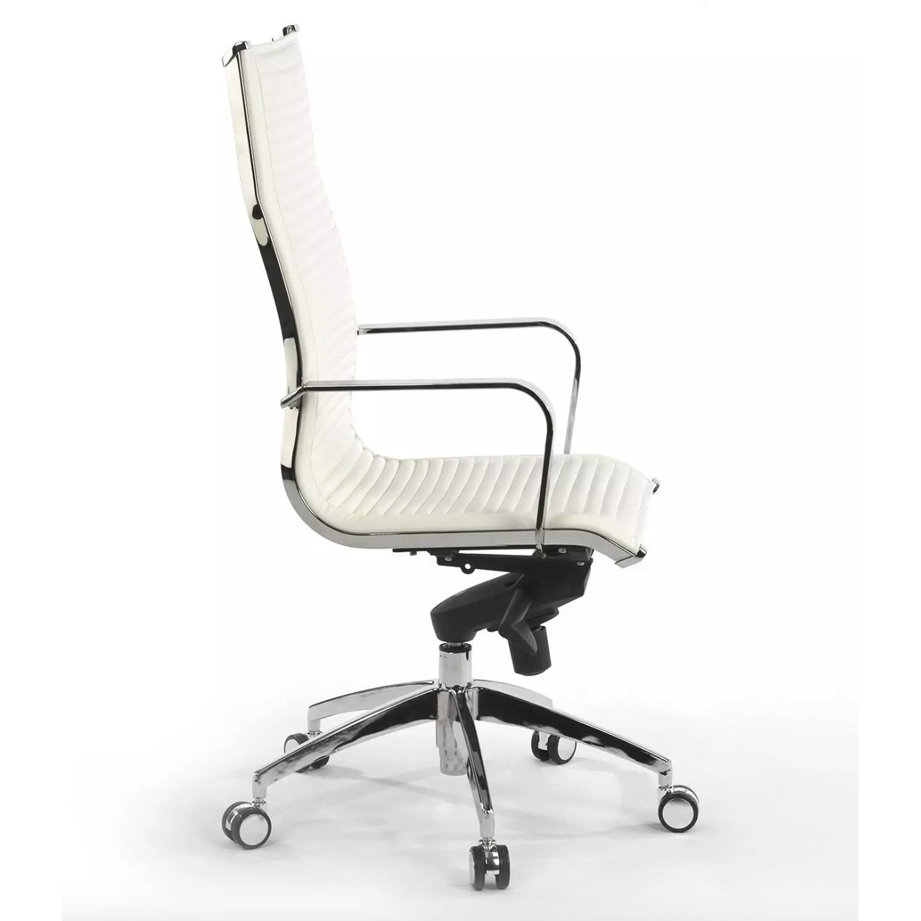 Silla de oficina diseño Brenton, marco de acero, respaldo alto - Blanco