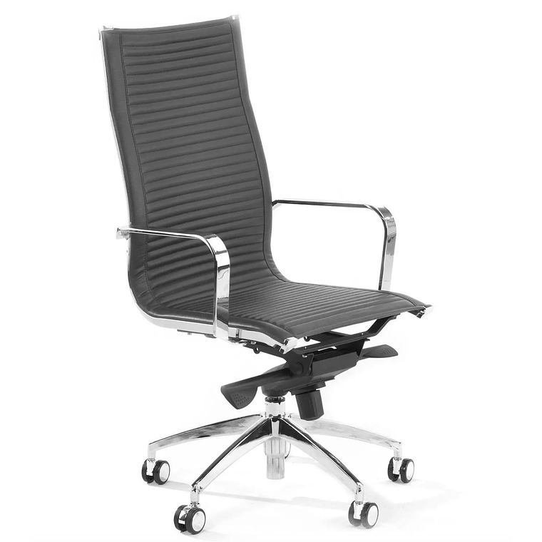 Silla de oficina diseño Brenton, marco de acero, respaldo alto - Gris 1