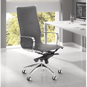 Silla de oficina diseño Brenton, marco de acero, respaldo alto - Gris