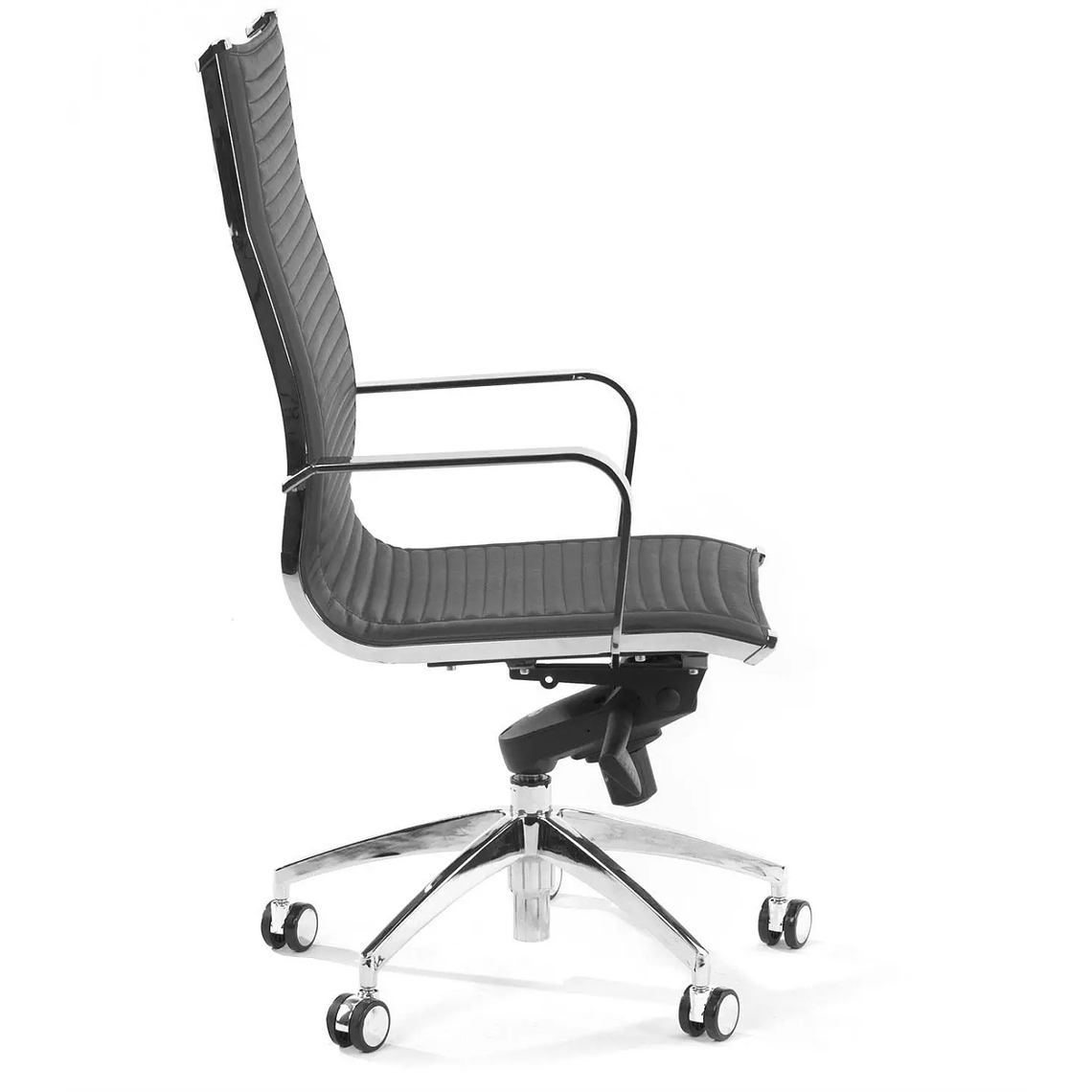 Silla de oficina diseño Brenton, marco de acero, respaldo alto - Gris 4