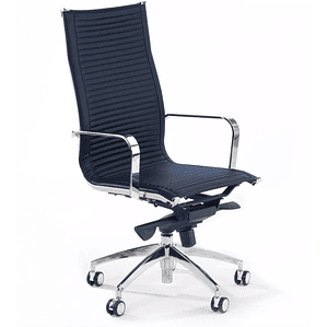 Silla de oficina diseño Brenton, marco de acero, respaldo alto - Azul