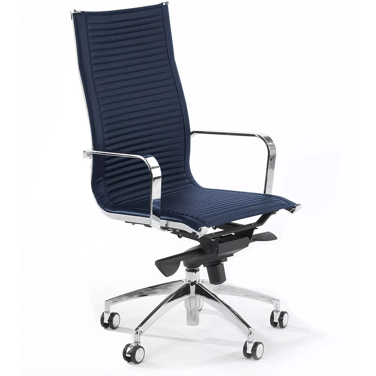 Silla de oficina diseño Brenton, marco de acero, respaldo alto - Azul 1