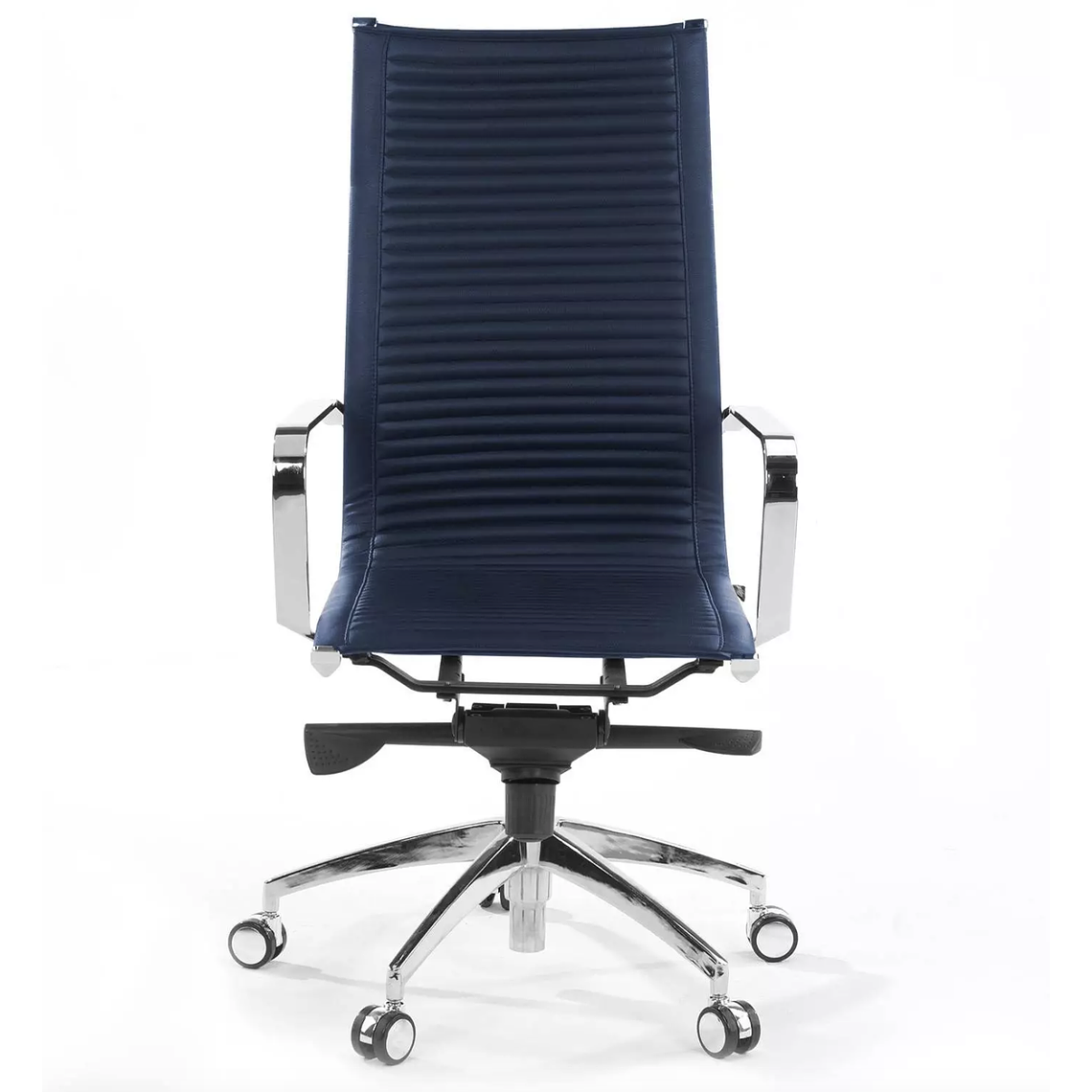 Silla de oficina diseño Brenton, marco de acero, respaldo alto - Azul 3