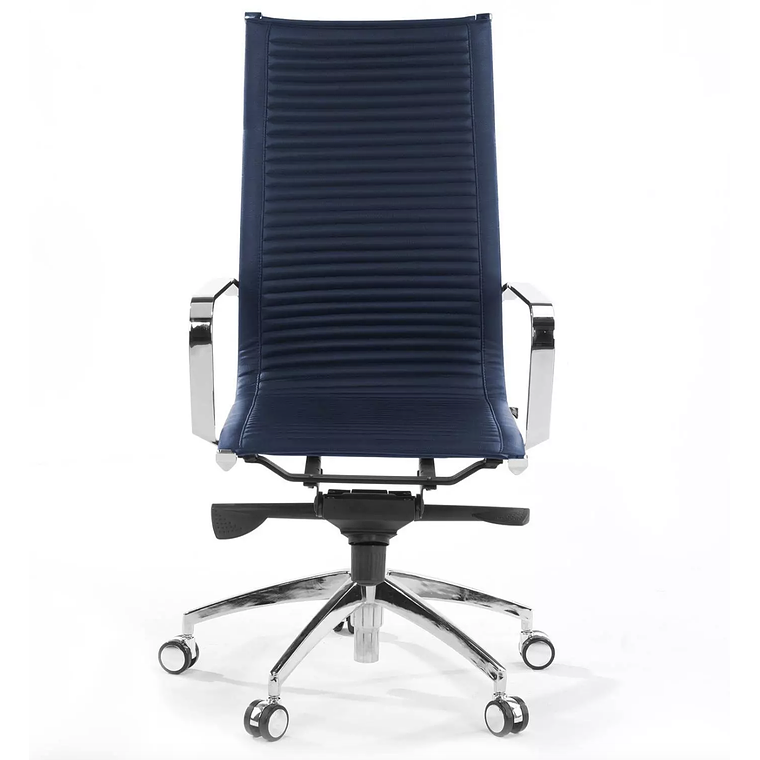 Silla de oficina diseño Brenton, marco de acero, respaldo alto - Azul 3