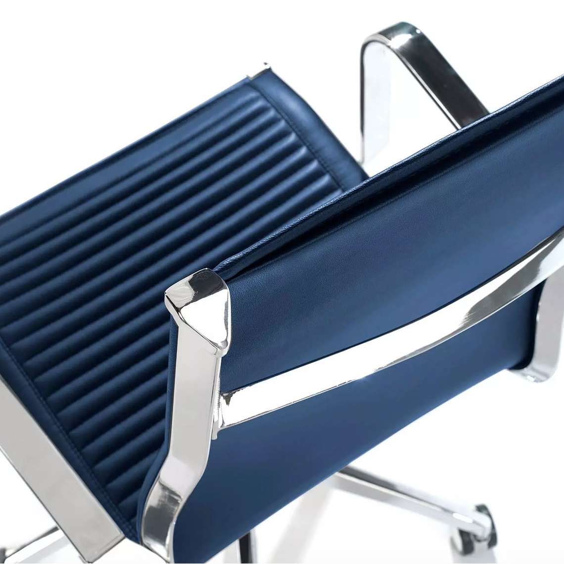 Silla de oficina diseño Brenton, marco de acero, respaldo alto - Azul 5