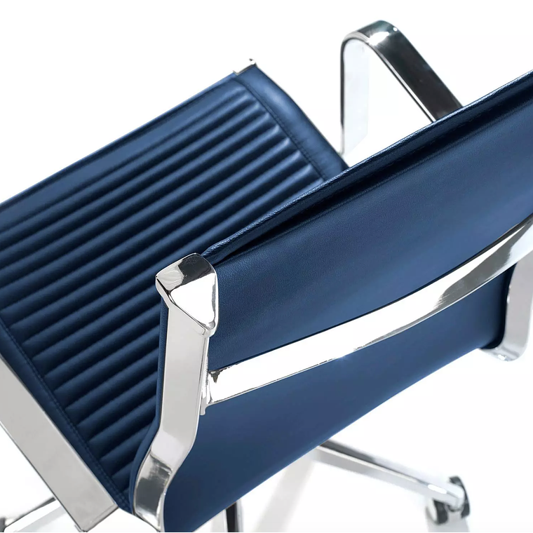 Silla de oficina diseño Brenton, marco de acero, respaldo alto - Azul 5